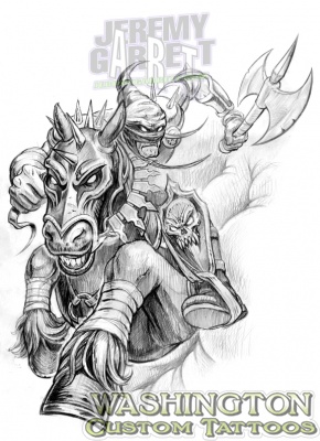 Executioner on Horseback by Seattle Tattoo Artist Jeremy Garrett