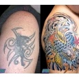 cover up tattoos_panther japanese koi coverup