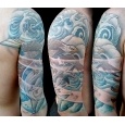 custom tattoos_Eagle Dolphin angry sea