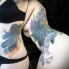 Before and after fix/cover-up tattoo of feathers and flowers by Seattle Tattoo Artist - Jeremy Garrett._1