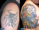 cover up tattoos_panther japanese koi coverup