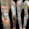 Custom Tattoo Japanese Buddha Tiger Samurai Warrior sleeve